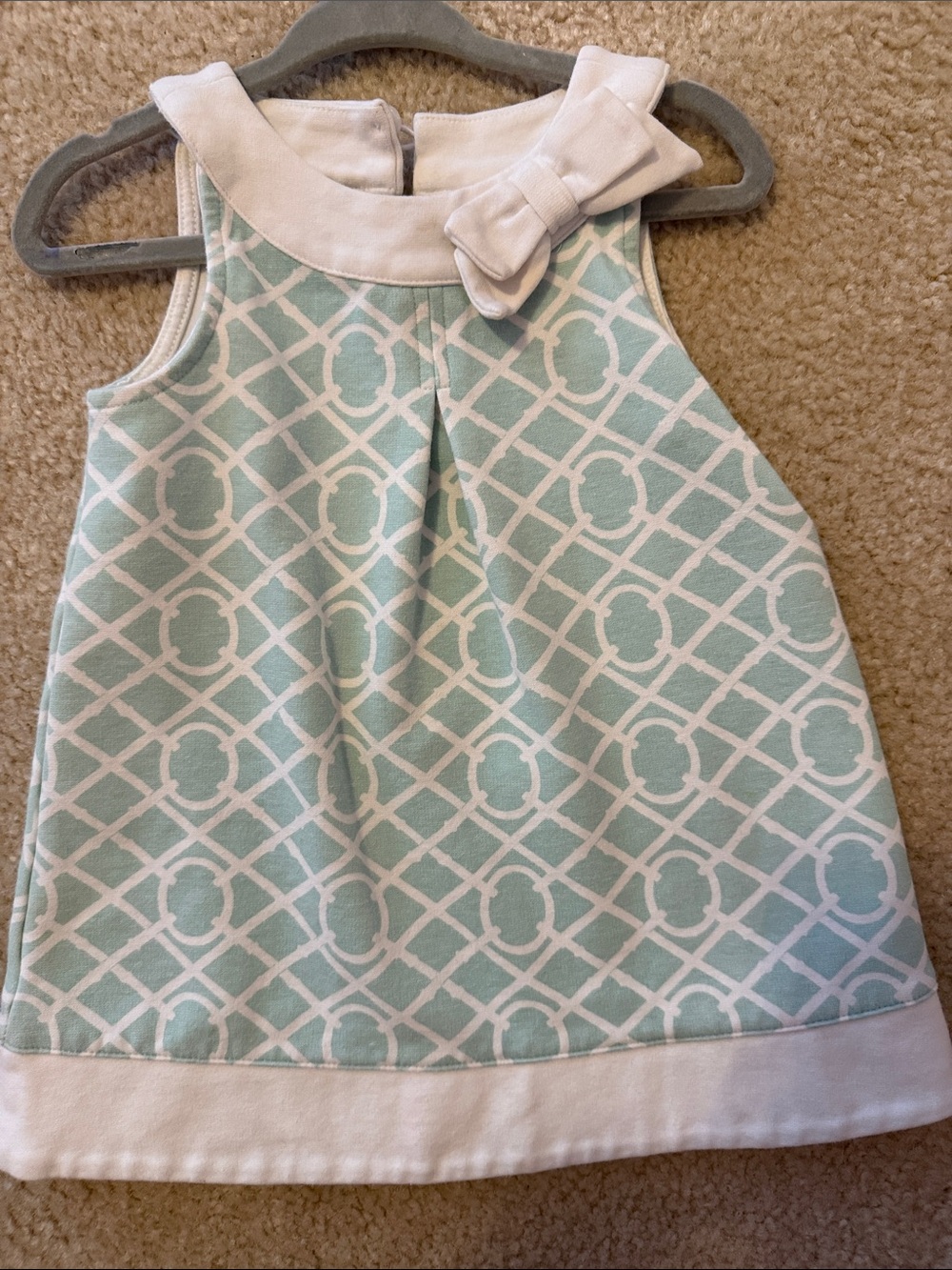 Janie and Jack Mint and White Patterned Sleeveless Dress 12-18M EUC